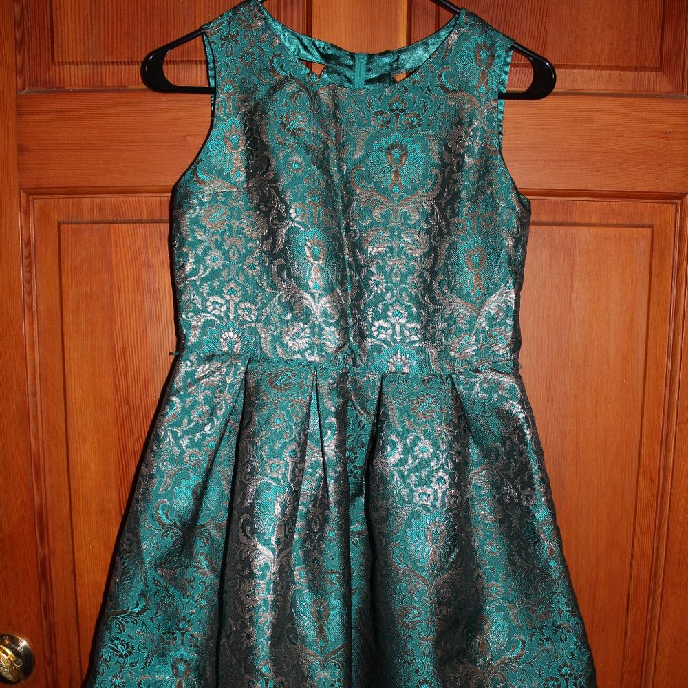 LN! Green/Teal & Gold Holiday Dress